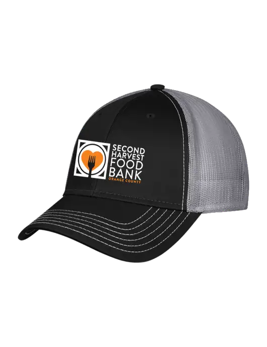 Black & Grey Mesh Trucker Cap Snap Back w/Second Harvest Logo