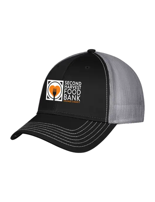 Black & Grey Mesh Trucker Cap Snap Back w/Second Harvest Logo