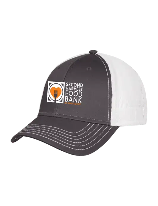 Dark Grey/White Mesh Trucker Cap Snap Back w/Second Harvest Logo