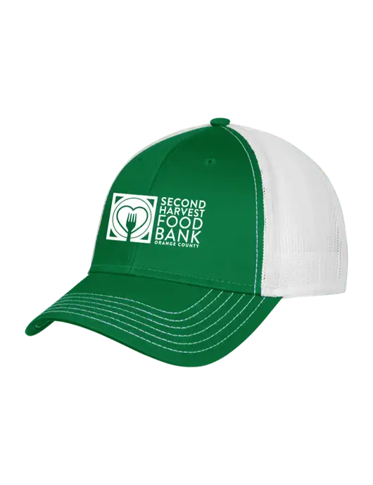 Kelly & White Mesh Trucker Cap Snap Back w/Second Harvest Logo