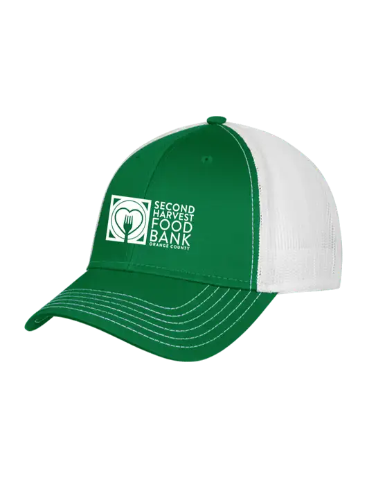 Kelly & White Mesh Trucker Cap Snap Back w/Second Harvest Logo