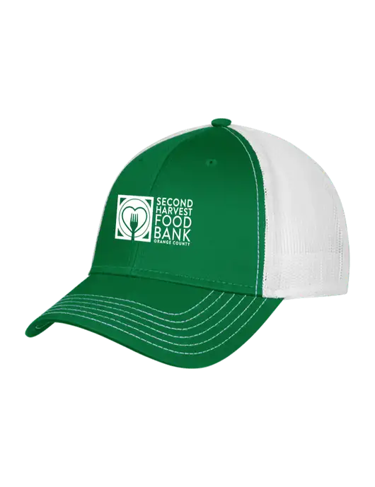 Kelly & White Mesh Trucker Cap Snap Back w/Second Harvest Logo