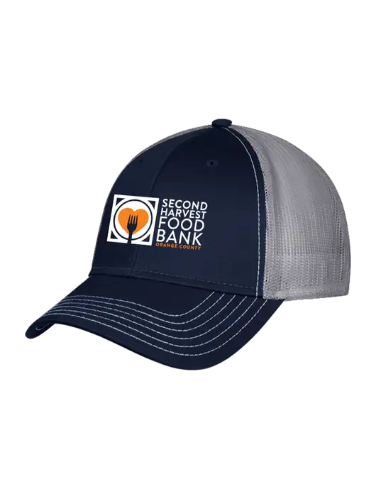 Navy & Grey Mesh Trucker Cap Snap Back w/Second Harvest Logo