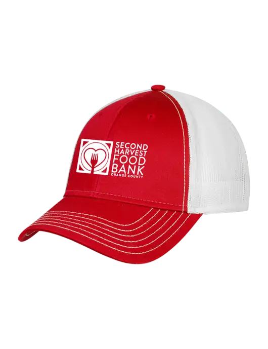 Red/White Mesh Trucker Cap Snap Back w/Second Harvest Logo