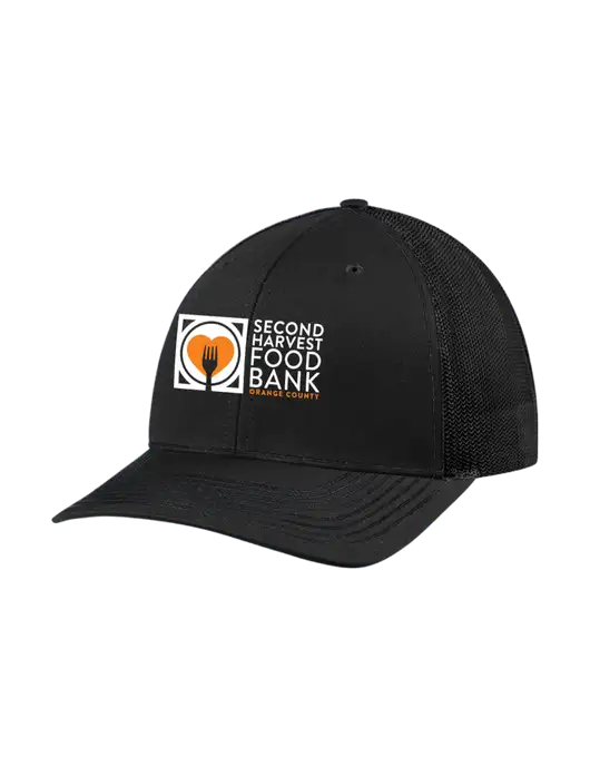 Richardson Adjustable Snapback Original 112 Trucker Cap Black w/Black Mesh w/Second Harvest Logo