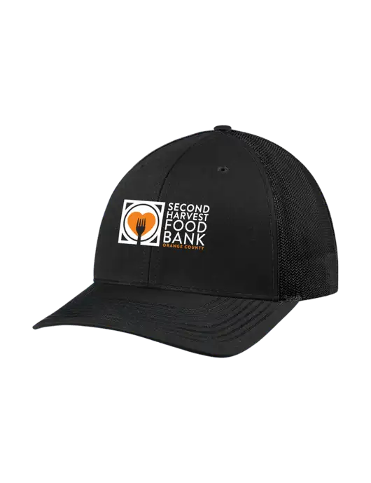 Richardson Adjustable Snapback Original 112 Trucker Cap Black w/Black Mesh w/Second Harvest Logo