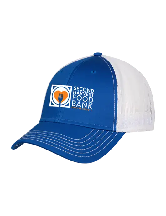Royal/White Mesh Trucker Cap Snap Back w/Second Harvest Logo