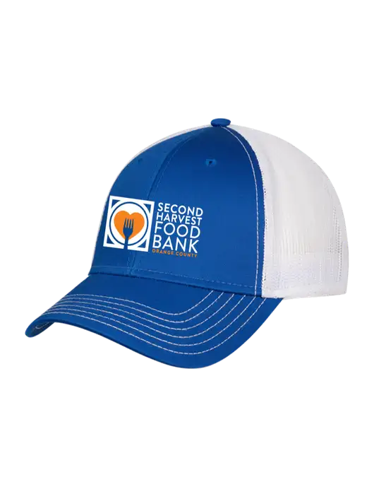 Royal & White Mesh Trucker Cap Snap Back w/Second Harvest Logo