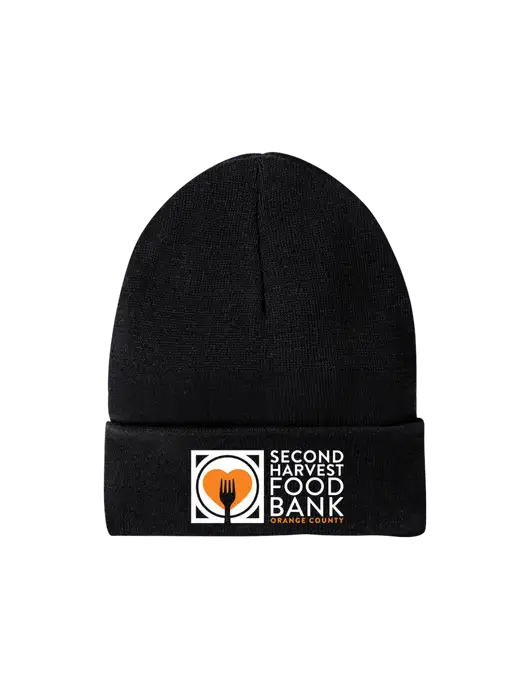 Recycled Black Beanie w/Second Harvest Logo