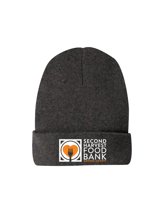 Recycled Charcoal Heather Beanie w/Second Harvest Logo