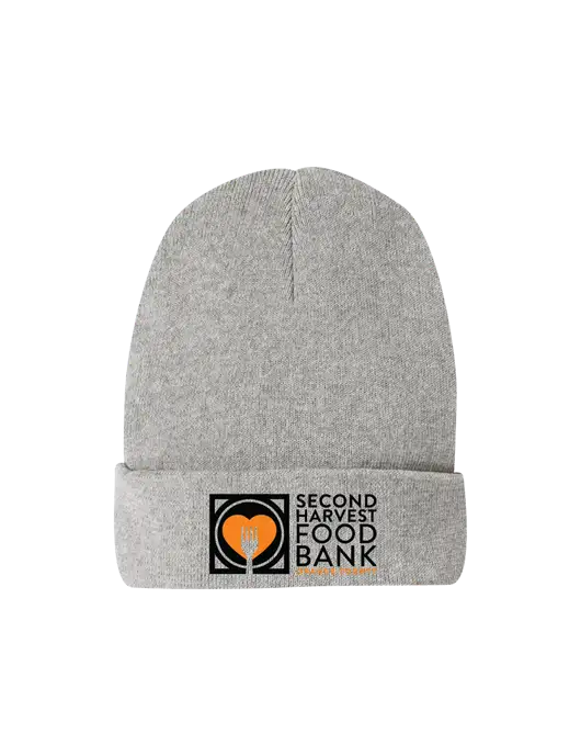 Recycled Light Heather Grey Beanie w/Second Harvest Logo