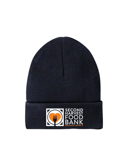 Recycled True Navy Beanie w/Second Harvest Logo