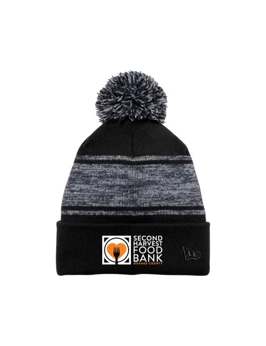 New Era Black/Navy Knit Chilled Pom Beanie w/Second Harvest Logo