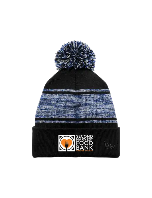 New Era Black/Royal Knit Chilled Pom Beanie w/Second Harvest Logo