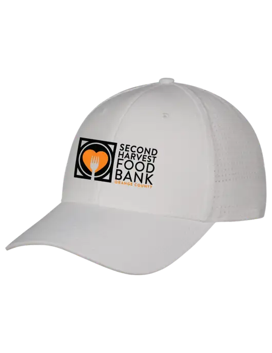 White Performance Stretchable Cap Hook & Loop w/Second Harvest Logo