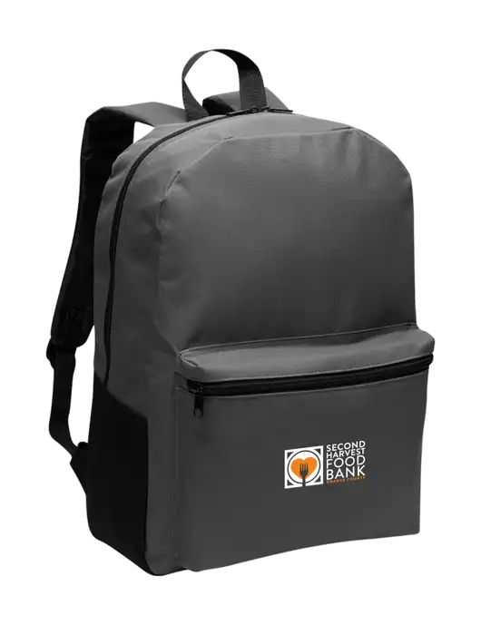 Casual Dark Charcoal Lightweight Laptop Backpack w/Second Harvest Logo