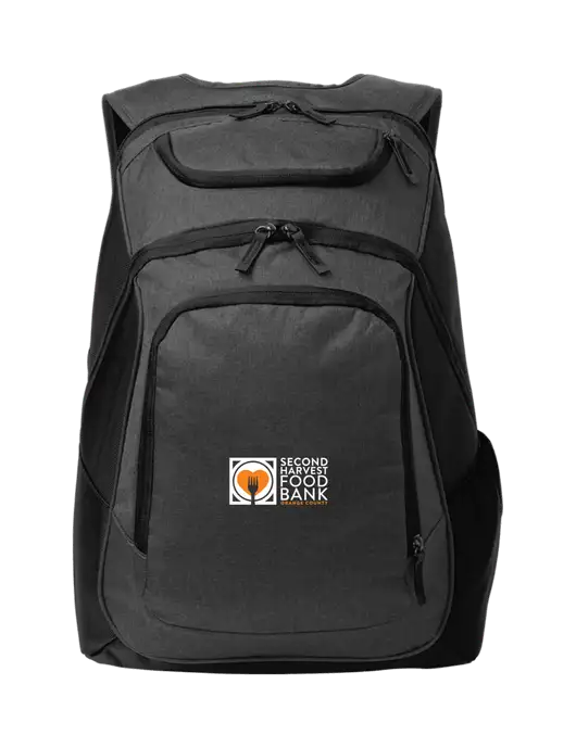Executive Graphite Heather/Black Laptop Backpack w/Second Harvest Logo