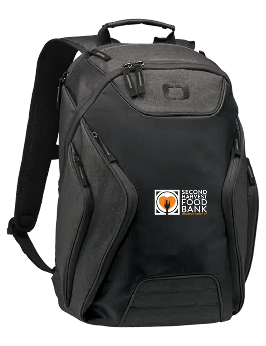 OGIO Black/Heather Grey Hatch Laptop Backpack
 w/Second Harvest Logo