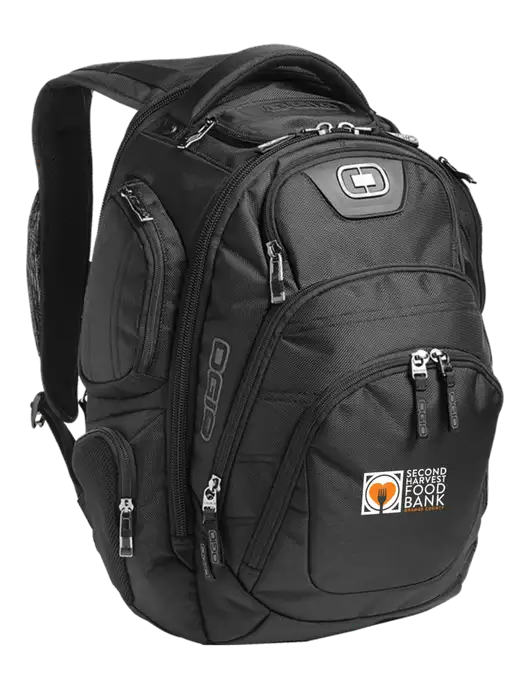 OGIO Black Stratagem Laptop Backpack w/Second Harvest Logo