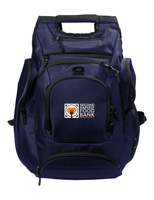 OGIO Navy Metro Ballistic Laptop Backpack w/Second Harvest Logo