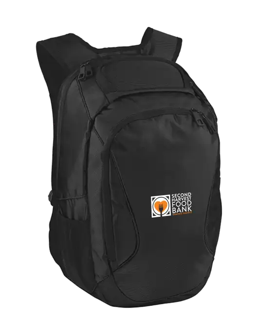 Stealth Black Laptop Backpack w/Second Harvest Logo