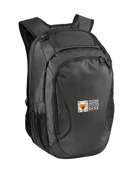 Stealth Dark Grey/Black Laptop Backpack w/Second Harvest Logo