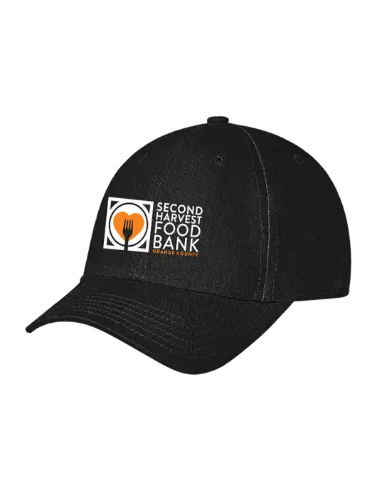 Black Structured Soft Snap Closure Hook & Loop Cap w/Second Harvest Logo