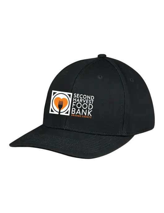 Premium Modern Structured Twill Black Snapback Cap w/Second Harvest Logo