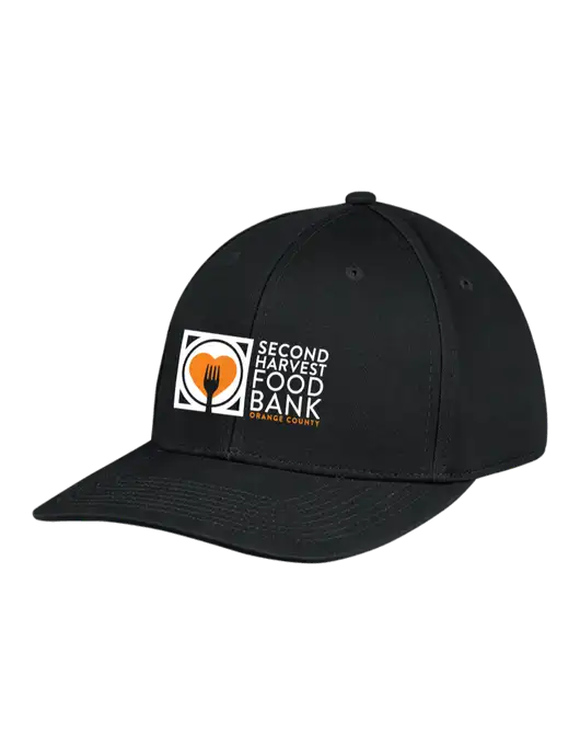 Premium Modern Structured Twill Black Snapback Cap w/Second Harvest Logo
