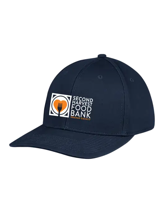 Premium Modern Structured Twill Navy Snapback Cap w/Second Harvest Logo