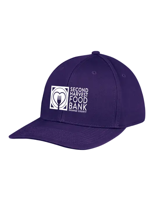 Premium Modern Structured Twill Purple Snapback Cap w/Second Harvest Logo