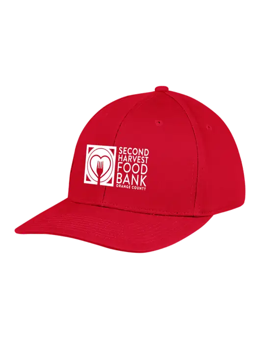 Premium Modern Structured Twill Red Snapback Cap w/Second Harvest Logo