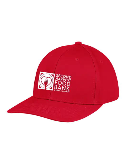 Premium Modern Structured Twill Red Snapback Cap w/Second Harvest Logo