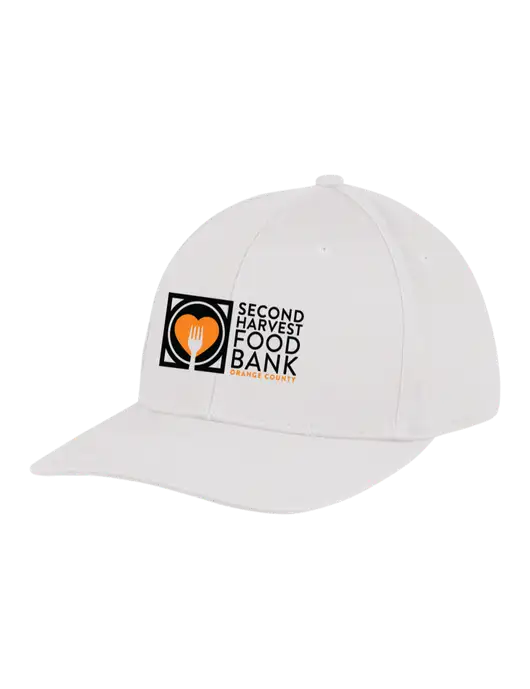 Premium Modern Structured Twill White Snapback Cap w/Second Harvest Logo