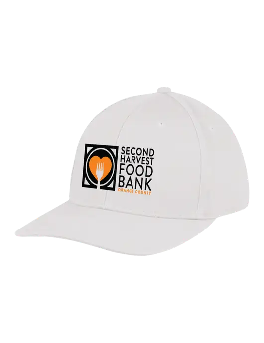 Premium Modern Structured Twill White Snapback Cap w/Second Harvest Logo