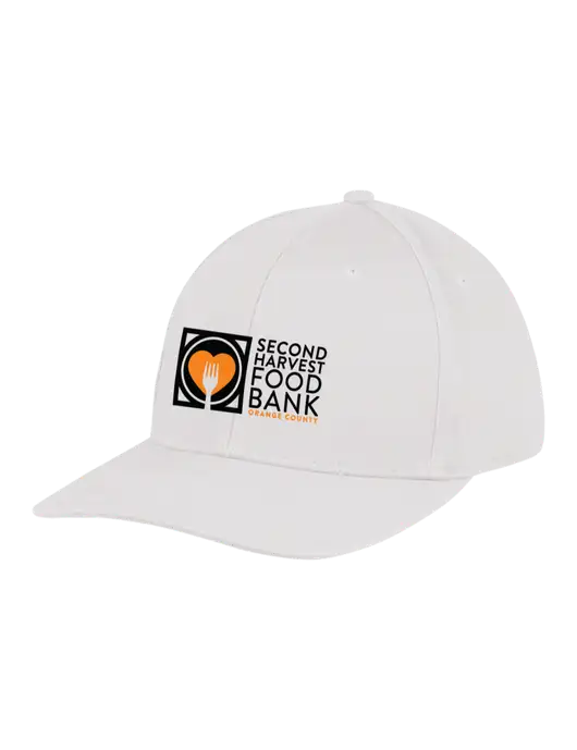 Premium Modern Structured Twill White Snapback Cap w/Second Harvest Logo