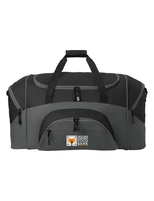 Standard Colorblock Black/Dark Grey Sport Duffel w/Second Harvest Logo