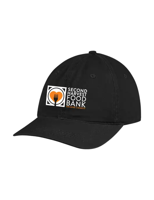 Garment Washed Unstructured Twill Black Cap w/Second Harvest Logo