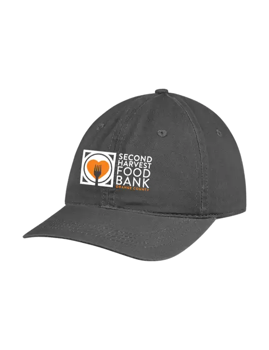 Garment Washed Unstructured Twill Charcoal Cap w/Second Harvest Logo