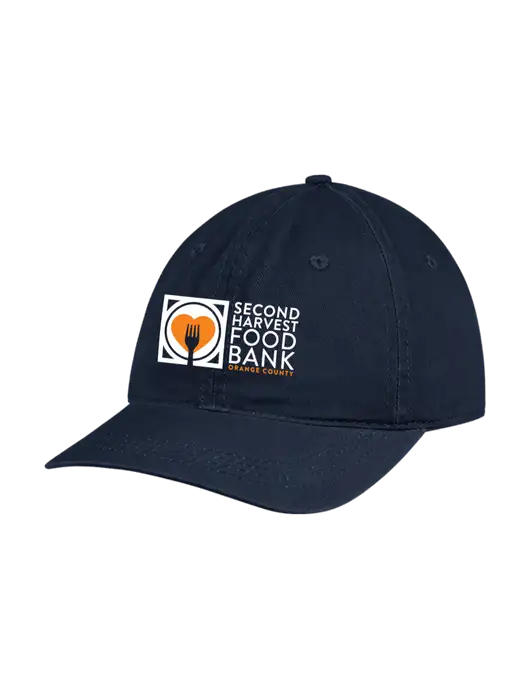 Garment Washed Unstructured Twill Navy Cap w/Second Harvest Logo