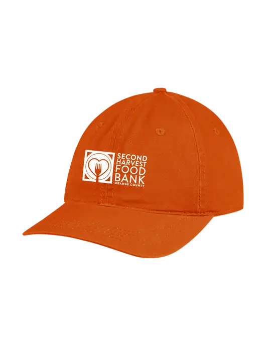 Garment Washed Unstructured Twill Orange Cap w/Second Harvest Logo