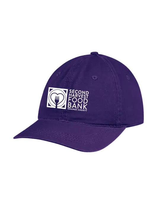 Garment Washed Unstructured Twill Purple Cap w/Second Harvest Logo