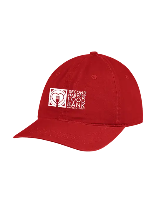 Garment Washed Unstructured Twill Red Cap w/Second Harvest Logo