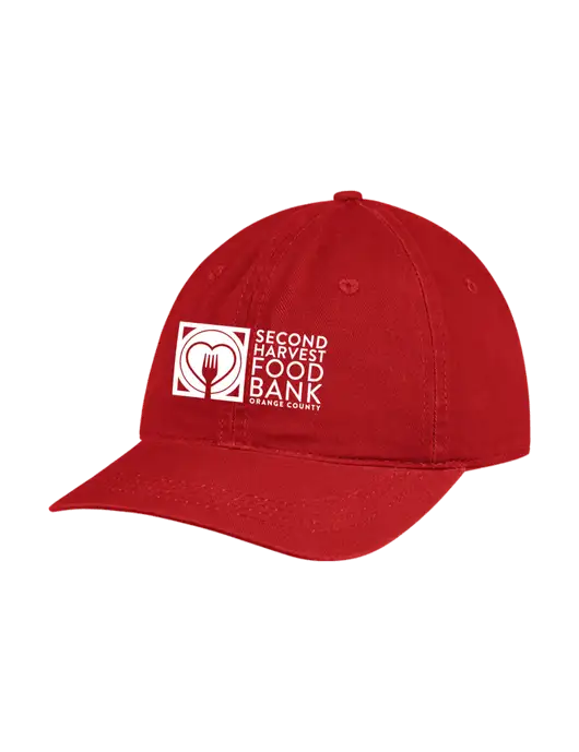 Garment Washed Unstructured Twill Red Cap w/Second Harvest Logo