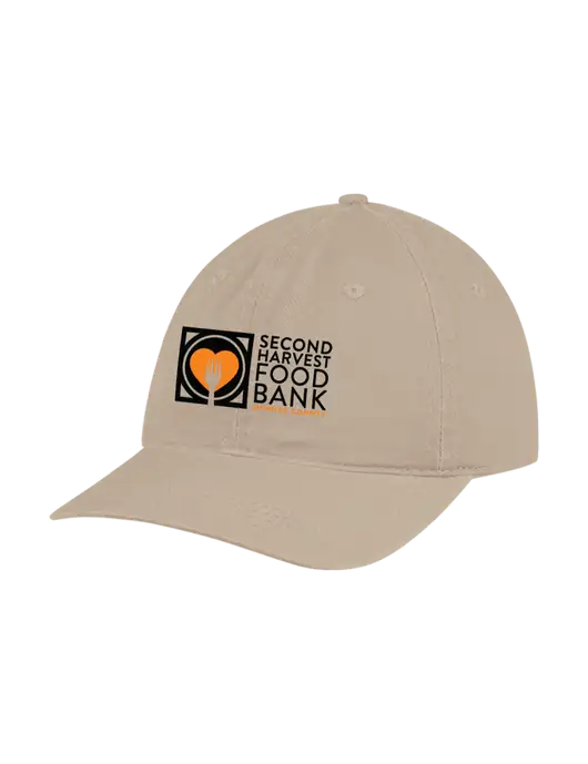 Garment Washed Unstructured Twill Tan Cap w/Second Harvest Logo