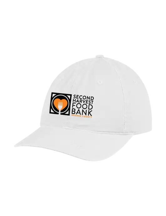 Garment Washed Unstructured Twill White Cap w/Second Harvest Logo