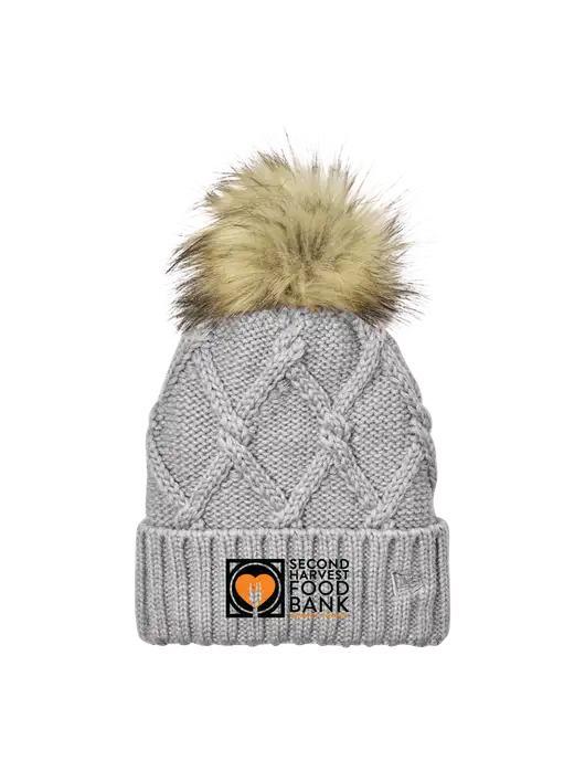 New Era Light Grey Faux Fur Pom Beanie w/Second Harvest Logo