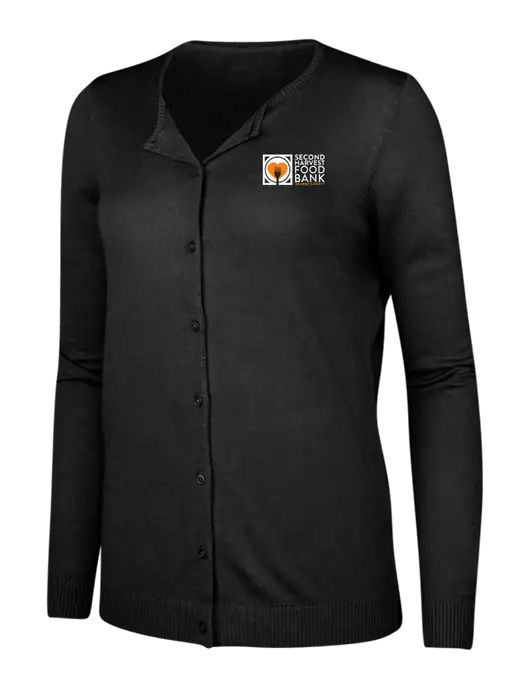 Black Womens Cardigan Sweater w/Second Harvest Logo