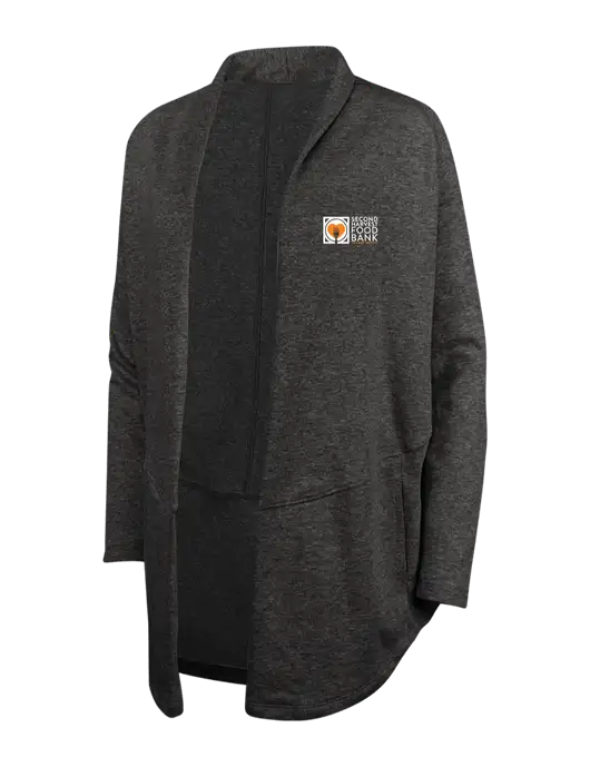 Charcoal Heather/ Medium Heather Grey Womens Interlock Cardigan w/Second Harvest Logo