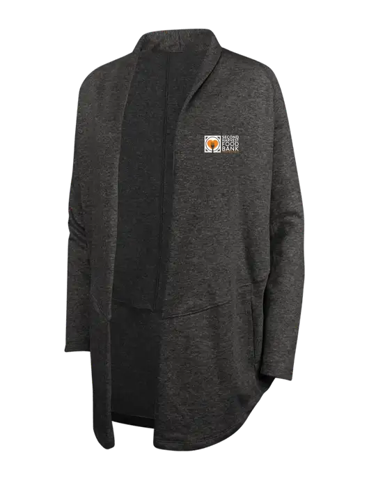 Charcoal Heather/ Medium Heather Grey Womens Interlock Cardigan w/Second Harvest Logo